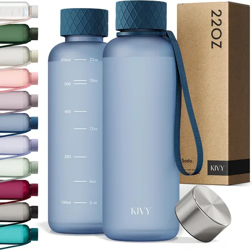 Vista 23 de KIVY Botella de agua delgada Tritan de 22 onzas, ligera e inastillable, sin