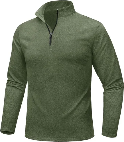 Vista 55 de MAGCOMSEN Sudadera de golf de manga larga con forro polar para hombre, con cremallera de 1/4, térmica, para correr