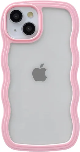 Vista 10 de Caseative Funda para iPhone 13, color negro Forma de marco de onda rizada linda a prueba de golpes suave