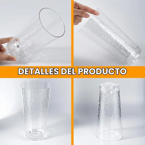 Vista 4 de KX-WARE Vasos acrílicos de 26 onzas de plástico para beber más grandes, juego de 6 vasos transparentes
