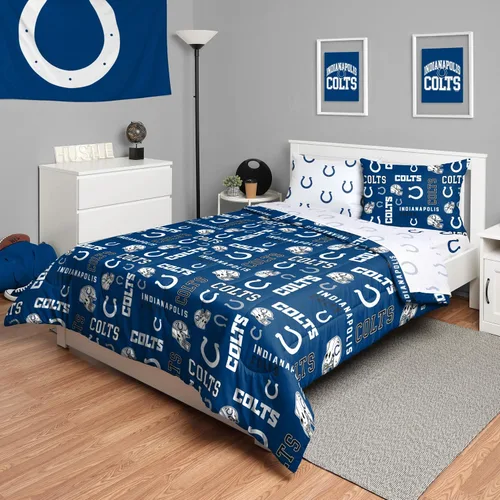 Vista 45 de FOCO Juego de ropa de cama unisex para adultos con logotipo del equipo de la NFL, sábanas y fundas de almohada, juego de ropa de cama de 5 piezas