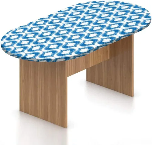 Vista 11 de Mantel ovalado ajustable para patio, decoración de helado, de poliéster elástico, fondo de gofre con estampado de dulce verano, se adapta a mesas