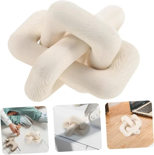 Vista 9 de Adornos de madera, 3 anillos, nudo de madera, decoración de nudo de madera, decoración de eslabones de cadena de madera, decoración de sala