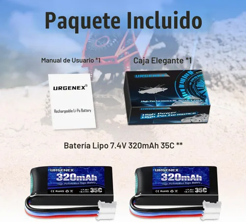Vista 6 de 7.4V Lipo Batería 2S 35C 320mAh Batería Lipo Recargable con PH2.0 3PIN Plug Compatible con UMX 2S Avión