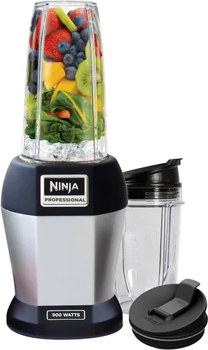 Vista 2 de Ninja BL450C, Licuadora personal Nutri Pro para jugos, batidos y batidos, tazas de 18 y 24 onzas, negro/plata, 900 W (versión canadiense)
