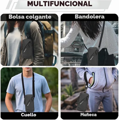 Vista 7 de Prime Comfort Funda para teléfono celular con correa cruzada ajustable, cordón para el cuello y correa para la muñeca, soporte para teléfono celular
