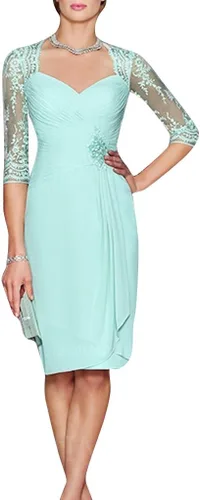 Vista 3 de H.S.D Vestido corto de encaje y gasa para mujer con chaqueta