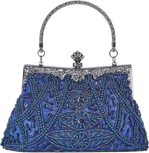 Vista 8 de Bolso de estilo vintage con cuentas de lentejuelas bolso de noche de fiesta de boda bolso de embrague de diamantes de imitación
