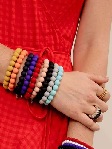 Vista 4 de ZENZII Pulsera elástica con cuentas mate para mujeres y niñas