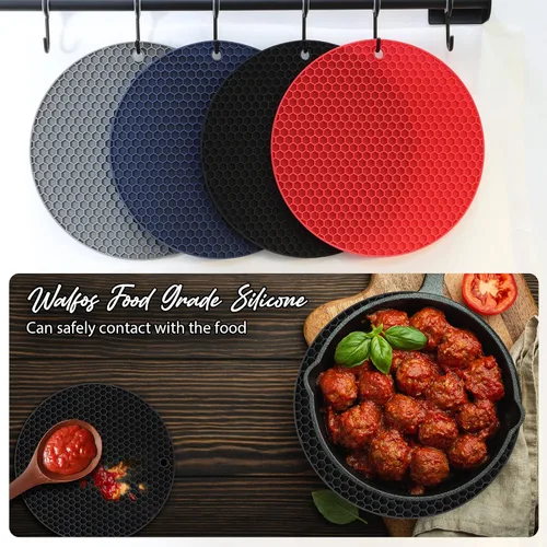 Vista 5 de Joyhalo Salvamanteles para platos calientes, almohadillas calientes para cocina, soportes de silicona para ollas y sartenes calientes, alfombrillas