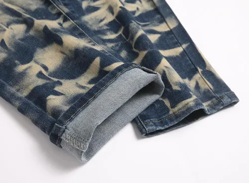 Vista 9 de Jeans rasgados para hombre, diseño ajustado y desgastado, elásticos, cómodos, con cintura flexible 9001 Azul