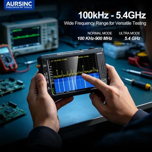Vista 3 de AURSINC TinySA Ultra+ ZS406 - Analizador de espectro con atenuador RF tipo N de 50 W