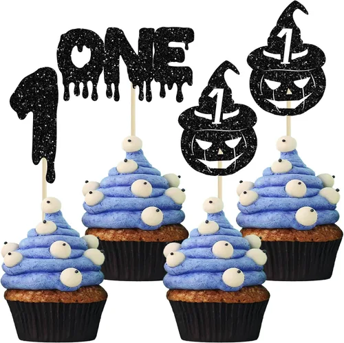 Vista 27 de Gyufise 24 piezas de decoración de cupcakes de película de terror con purpurina para teléfono con purpurina para teléfono sin que cuelgues asesino