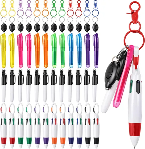 Vista 9 de 60 piezas de mini bolígrafos para enfermeras con clip de insignia, mini resaltador, bolígrafo LED retraíble de neón para enfermeras, llavero