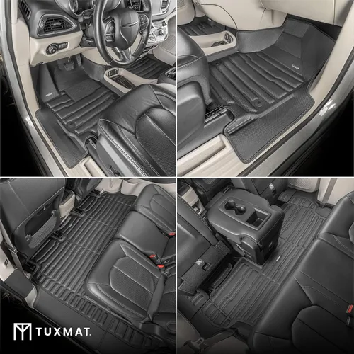 Vista 2 de TuxMat - Para los modelos Chrysler Pacifica Touring de 8 plazas 2017-2024 - Alfombrillas personalizadas - Máxima cobertura, todo tipo de clima