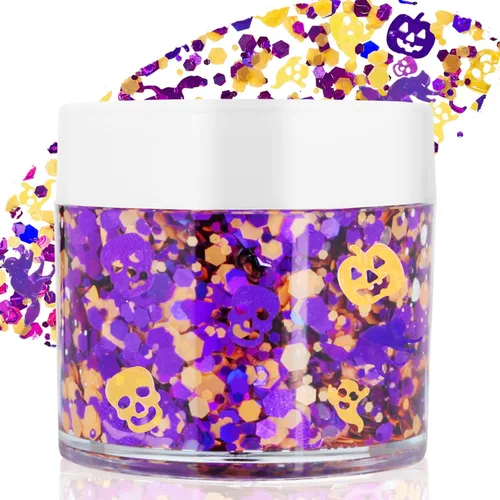 Vista 27 de Gel de purpurina blanca para la cara, purpurina corporal de sirena, festival, rave, carnaval, Halloween, cabello, lentejuelas para el cabello