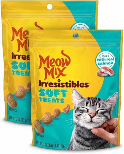 Vista 11 de Meow Mix Irresistibles y suaves golosinas para gatos hechas con salmón real