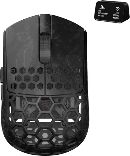 Vista 8 de Darmoshark M3XS - Mini mouse inalámbrico para juegos, trimodo 2.4G/USB-C/Bluetooth, hasta 26000DPI, sensor óptico PAW3395 ligero, 1.59 oz, 5 botones