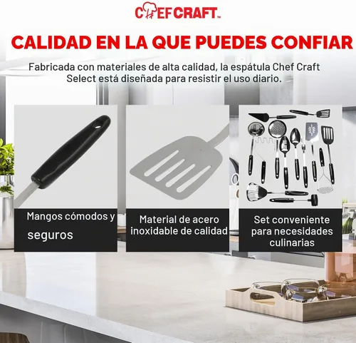 Vista 6 de Chef Craft Select - Volteador/Espátula, 10.5 pulgadas, acero inoxidable