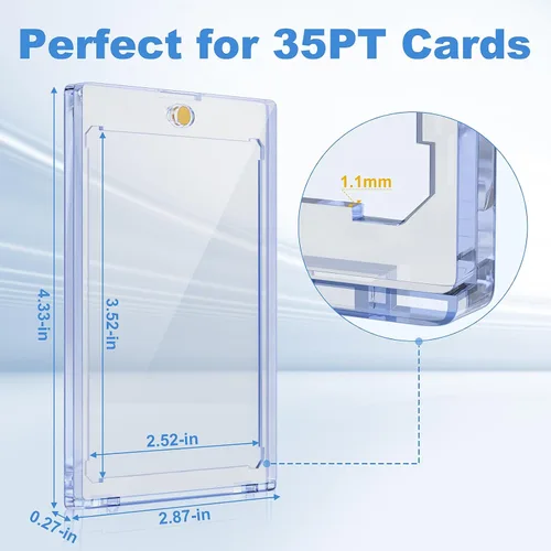 Vista 4 de Tarjetero magnético de 5 quilates, soporte para tarjetas comerciales de 35 puntos, protección U-V Protectores de tarjetas de plástico duro
