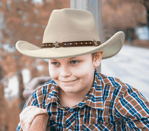 Vista 4 de Jastore Sombrero de vaquero para bebés y niños pequeños Sombrero de vaquera para bebés pequeños Sombrero de vaquero infantil Sombrero de vaquero