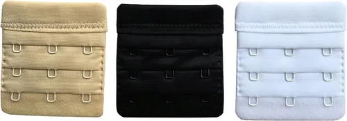 Vista 2 de Paquete de 3 extensores de brasier de 3 ganchos suaves y cómodos para mujer, 2.4 x 2.3 pulgadas