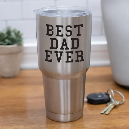 Vista 5 de Elanze Designs Best Dad Ever - Taza de viaje de acero inoxidable de 30 onzas con tapa