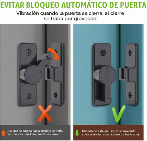 Vista 4 de Herrajes para cerradura de puerta de granero, pestillos de compuerta de seguridad resistente de 90 grados, cerradura de pestillo de perno abatible