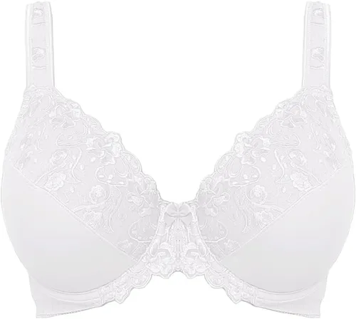 Vista 4 de TELIMUSSTO Brasier con aros de encaje floral de cobertura completa para mujer, talla grande, sin relleno, cómodo