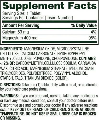 Vista 4 de Magnesio 400mg – 250 tabletas, suplemento de magnesio de alta potencia, tabletas diarias de magnesio para hueso, nervio, músculo y apoyo cardíaco