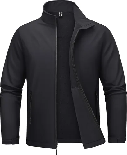 Vista 10 de MAGCOMSEN Chaqueta Softshell con forro polar para hombre, ligera, impermeable, cortavientos con cremallera, abrigo de lluvia para invierno