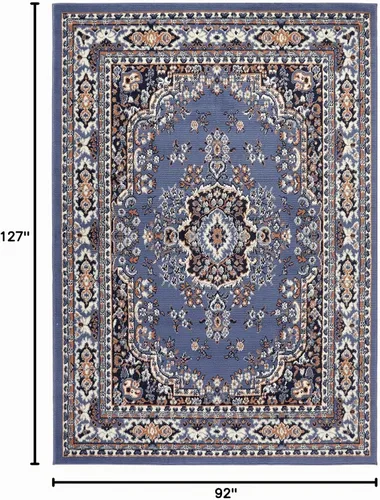 Vista 2 de Home Dynamix Premium Sakarya - Alfombra tradicional con borde de medallón, color azul campo, 7 pies 8 pulgadas x 10 pies 7 pulgadas, rectangular