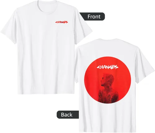 Vista 5 de Justin Bieber Red Circle Changes - Camiseta, Negro, S