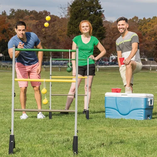 Vista 6 de EastPoint Go Gater Ladderball Set, 2 Steel Ladders, 6 Bolos, Outdoor Games Gris/Amarillo