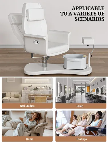 Vista 8 de OKAKOPA Silla de pedicura sin fontanería para tecnología de uñas, estación de pedicura portátil con soporte de pedicura y cuencos, silla de spa