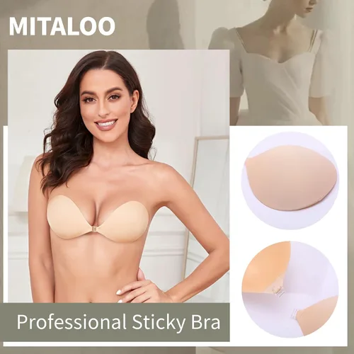 Vista 3 de MITALOO Sujetador adhesivo súper adhesivo sin tirantes invisible para mujer