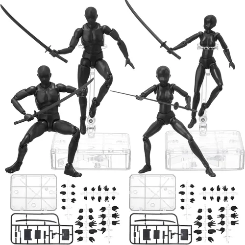 Vista 8 de Meooeck 4 Juegos de Figuras de Acción Modelo de Cuerpo de PVC para Artistas Maniquí de Dibujo Articulado para Pintura, Bocetos, Regalos de Beige