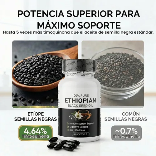 Vista 6 de Aceite de semilla negra etíope, prensado en frío, 60 cápsulas