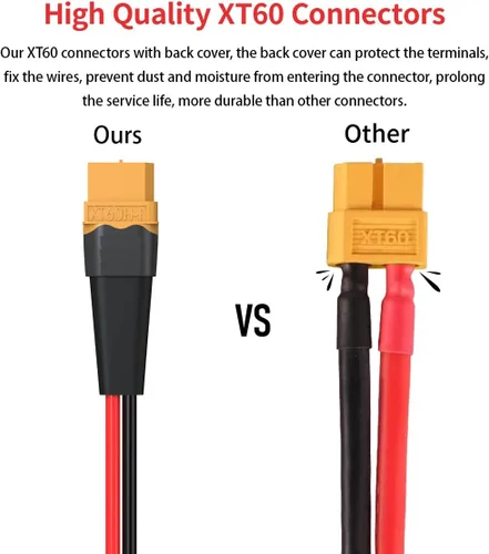Vista 2 de ELFCULB XT60 a clips de cocodrilo, conector hembra XT60 de 12 AWG XT60, cable de desconexión rápida compatible con batería RC, estación de energía