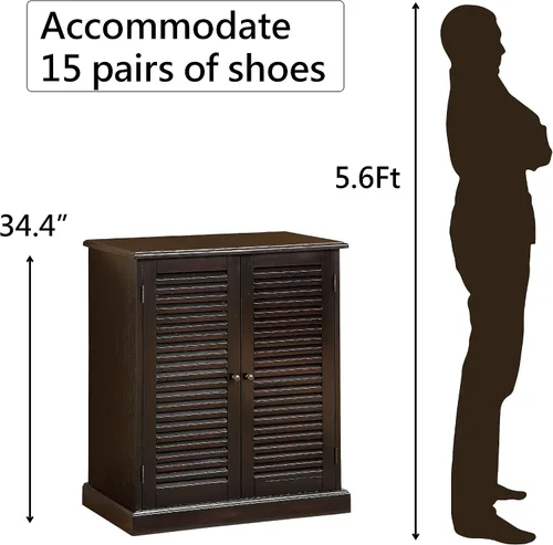 Vista 5 de Furniture of America Laires - Zapatero cerrado con 5 estantes, color espresso