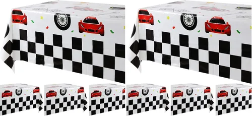 Vista 6 de 4 piezas de plástico para mesa de coche de carreras, suministros de decoración para fiestas temáticas de cumpleaños