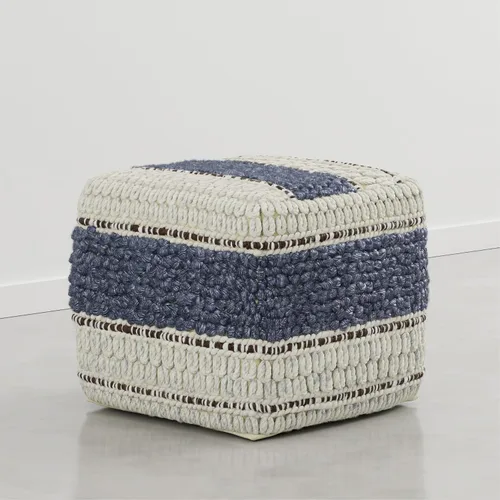 Vista 19 de SIMPLIHOME Fredrik - Puf cuadrado – Otomano de cuero genuino tejido de 18 pulgadas de ancho en negro, reposapiés estilo bohemio o asiento adicional