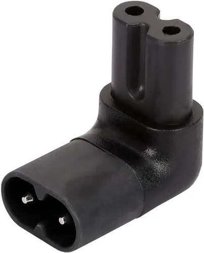 Vista 11 de Cable de alimentación IEC 320 C8 a C7 dual figura 8 macho a doble ángulo recto hembra adaptador 1 en 2 salidas CA, cable de alimentación IEC 320 C8