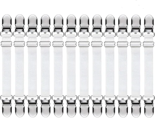 Vista 12 de Boao 12 piezas de clips para sábanas de cama, correas para esquinas de sábanas, soporte ajustable para colchón, clips elásticos para sujetar Negro