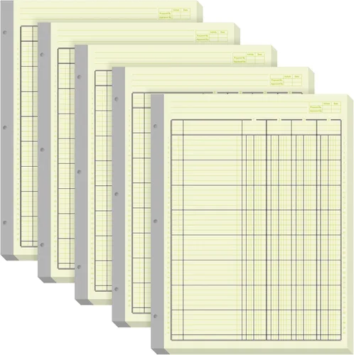 Vista 10 de Zhanmai Paquete de 5 250 hojas de análisis de libros columnares de 3 agujeros, libro de contabilidad, bloc de papel para negocios, 50 hojas/paquete