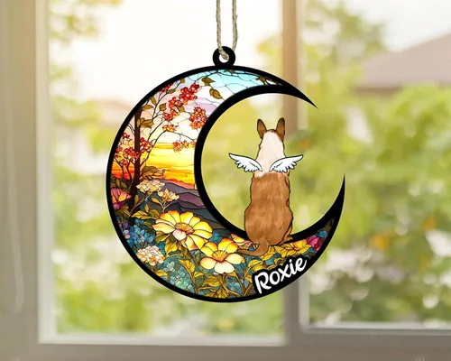 Vista 835 de LOVELYPOD Adorno de Navidad personalizado para perro Basset Hound (marrón) Basset Hound (marrón) adorno para atrapasoles de perro, razas de perros