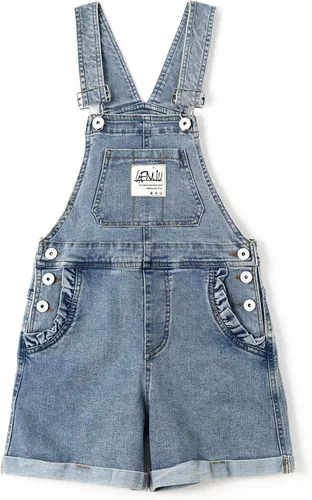 Vista 7 de KIDSCOOL SPACE Pantalones cortos de verano para niñas pequeñas y grandes, elásticos, rasgados Azul claro-2592