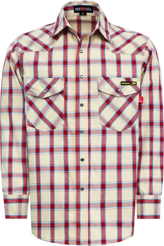 Vista 23 de BOCOMAL Men's FR Shirts 7.5oz Flame Resistant Welding Shirt NFPA2112 CAT2 Cuadros azul marino/blanco