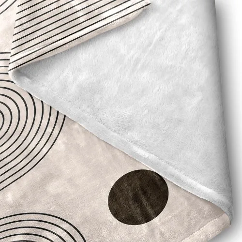 Vista 6 de Manta moderna abstracta de color negro y beige, manta bohemia de franela de doble cara, adecuada para adultos y niños en el sofá, automóvil, siesta