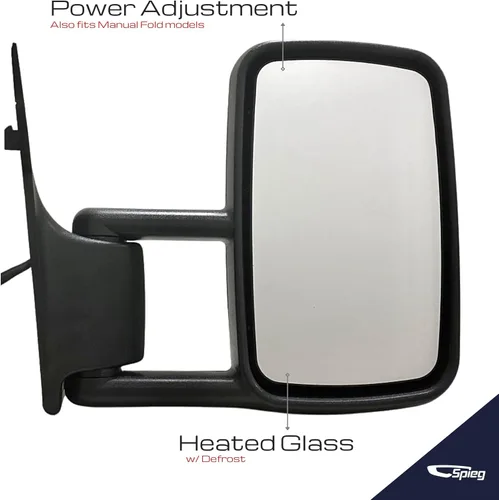 Vista 2 de Spieg Espejo lateral del pasajero para Dodge Mercedes Freightliner Sprinter 2000-2006 ajuste de potencia calentado manual plegable texturizado negro